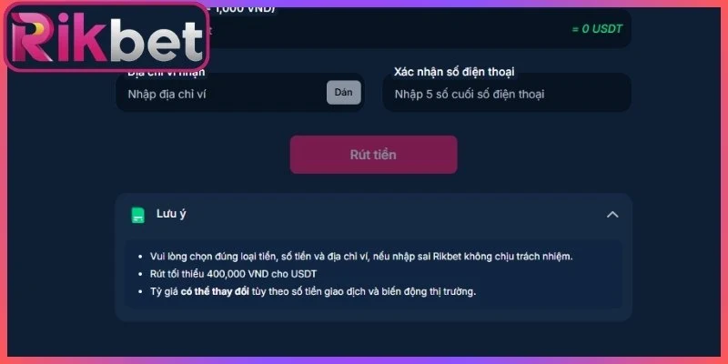 Điều kiện cơ bản cần nắm rõ trước khi rút tiền Rikbet