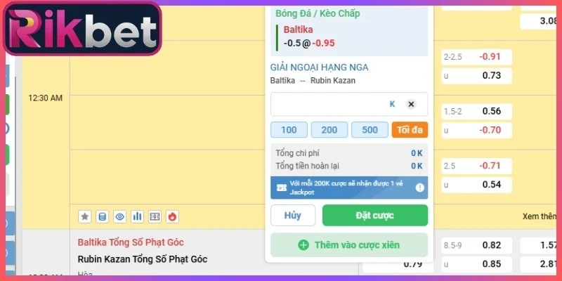 Hướng dẫn cách đọc kèo chấp nửa trái Rikbet chuẩn xác